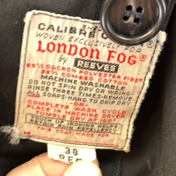 London Fog Mens Trench Coat 38R Black Maincoat Button Up Collarred Casual Travel - Picture 5 of 16